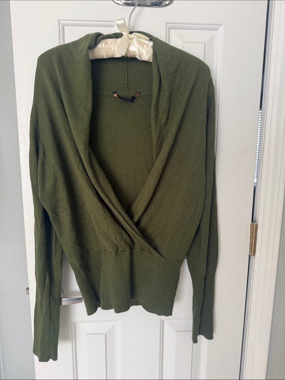 BCBG MaxAzria Olive Green Women's Wrap Sweater